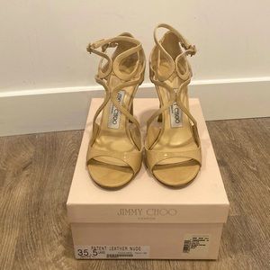 [Jimmy Choo] Patent Nude Lang Sandals SZ 5.5